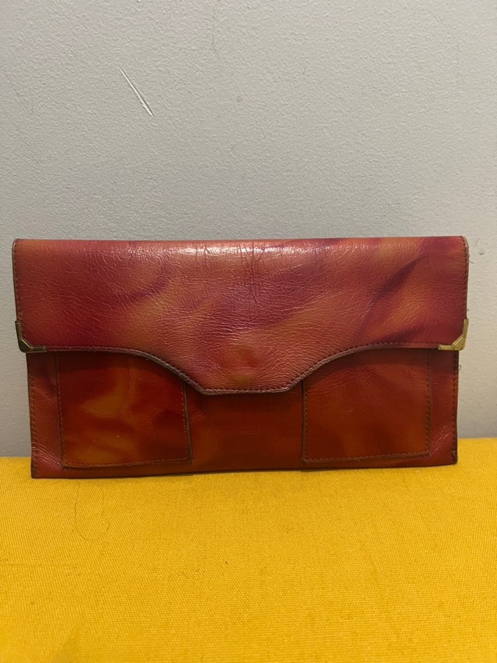 Vintage Leather Brown Rust Clutch Bag